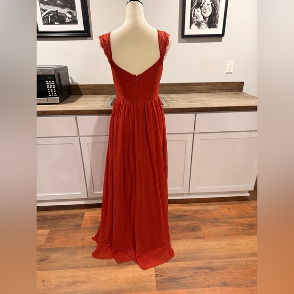 Azazie terra-cotta Lace Maxi Dress size A4 - Picture 4 of 12